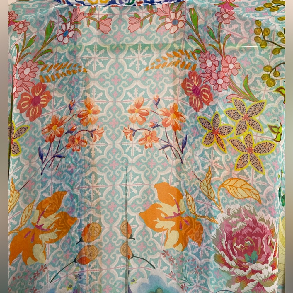 Soft Surroundings Boho Floral Kimono Cardigan – One Size – 100% Rayon hippie - Picture 14 of 16